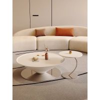 White Round Tempered Glass Coffee Table and Side Table with Stainless Steel Legs - Sarina