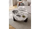 Round Marble Top Coffee Table and Tempered Glass Top Side Table - Hanson