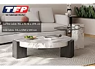 Round Marble Top Coffee Table and Tempered Glass Top Side Table - Hanson