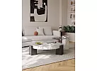 Round Marble Top Coffee Table and Tempered Glass Top Side Table - Hanson