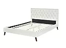 White Fabric Double Bed with Tufted Buttons - Adelaide