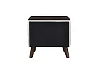 White Fabric Bedside Table with Wooden Top - Adelaide