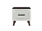 White Fabric Bedside Table with Wooden Top - Adelaide