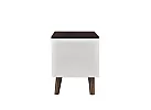 White Fabric Bedside Table with Wooden Top - Adelaide