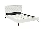 White Fabric Double Bed with Tufted Buttons - Adelaide