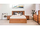 Brown Natural Marri Timber Queen Bed with Gas Lift and Storages - Alexandra