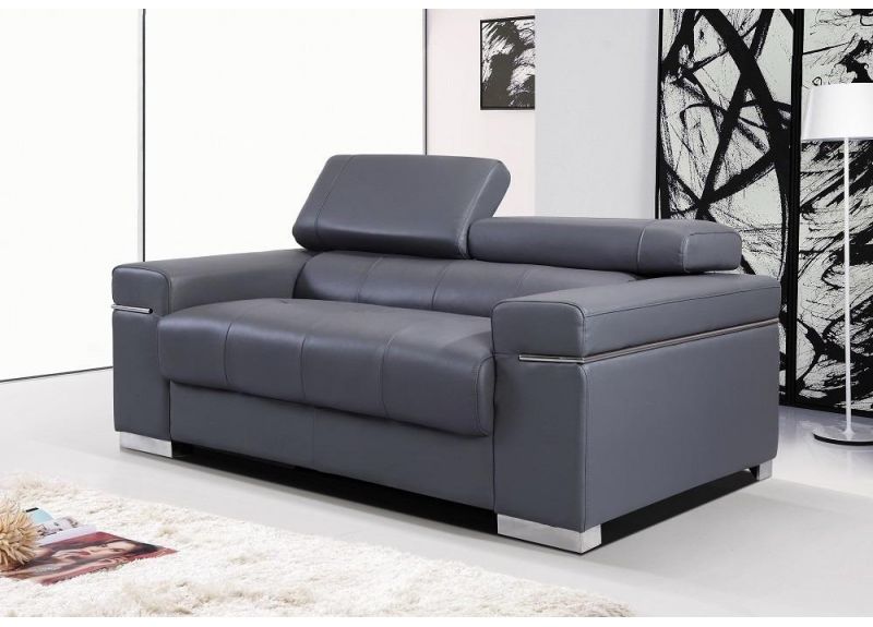Anastasia Black Leather 2 Seater Lounge Suite - Floor Stock
