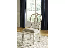 Caroline Fabric Upholstered Wooden Ribbonback White Dining Chair