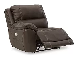 5 Seater Modular Leather Recliner Lounge with Two Consoles and Three Electric Recliners - Seaford