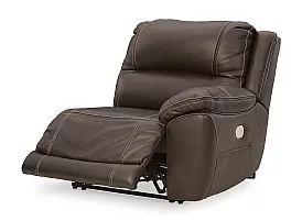 5 Seater Modular Leather Recliner Lounge with Two Consoles and Three Electric Recliners - Seaford