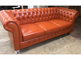 Francis Chesterfield Style Leather Sofa Set (3 Seater + 2 Seater + Arm Chair)