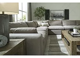 6 Seater Modular Sofa in Faux Leather Lounge Suite - Camira