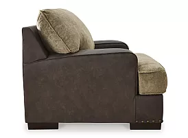 Oversized Armchair in Two Tone Faux Leather - Findon