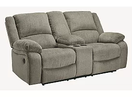 Nalpa 2 Seater American Made Manual Recliner Beige Fabric Sofa with Console