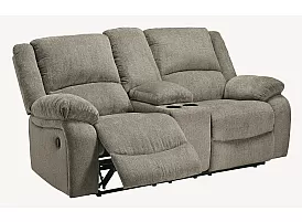 Nalpa 2 Seater American Made Manual Recliner Beige Fabric Sofa with Console