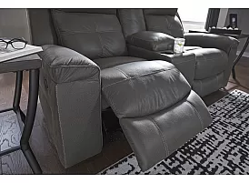 Faux Leather Manual Recliner Lounge Sofa Set ( Armchair + 2 Seater + 3 Seater) in Dark Gray - Nathan