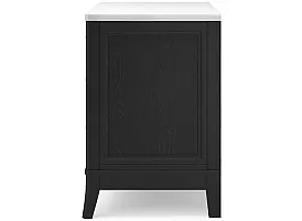 Black Bedside Table with 3 Drawers and White Marble Top - Sydney