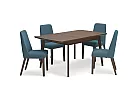 5 Piece Dining Set with Extension Dining Table (4 to 6 Seaters) and 4 Boucle Dining Chair - Jarklin