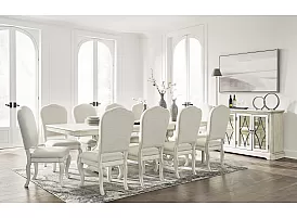 Extendable White Dining Table with Removable Leaf (6 to 10 Seaters) - Galga