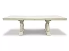 Extendable White Dining Table with Removable Leaf (6 to 10 Seaters) - Galga