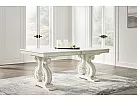 Extendable White Dining Table with Removable Leaf (6 to 10 Seaters) - Galga