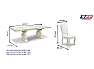 Extendable White Dining Table Set (6 to 10 Seaters) with 6 White Dining Chair - Galga