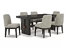 Allora Wooden Rectangular Dining Set (6-8 Seaters) with 8 Wooden Fabric Upholstered Dining Chair