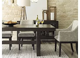 Allora Wooden Rectangular Dining Set (6-8 Seaters) with 6 Wooden Fabric Upholstered Dining Chair and 2 Dining Armchair