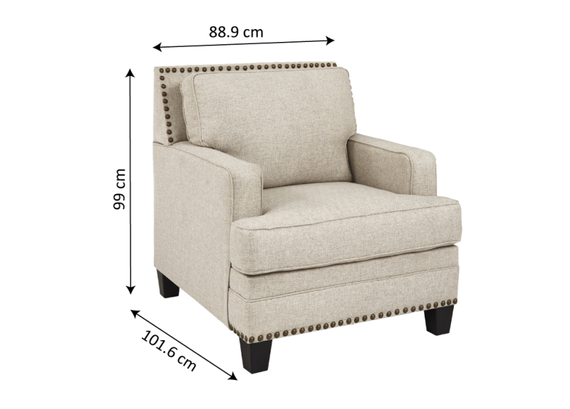 Fabric Armchair with Nailhead Trim - Jericho