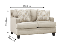 2 Seater Fabric Sofa with Nailhead Trim - Jericho
