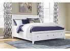 Black/ White Wooden Queen Sleigh Storage Bed Frame in Minimalist Style - Anthony