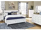 Black/ White Wooden Queen Sleigh Storage Bed Frame in Minimalist Style - Anthony