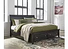 Black/ White Wooden Queen Sleigh Storage Bed Frame in Minimalist Style - Anthony