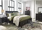 Black/ White Wooden Queen Sleigh Storage Bed Frame in Minimalist Style - Anthony