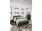 Black/ White Wooden Queen Sleigh Storage Bed Frame in Minimalist Style - Anthony