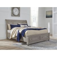 Wooden/ Timber King Bed Frame with Storage and Curved Bed Head - Leeman