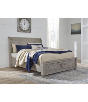 Wooden/ Timber Queen Bed Frame with Storage and Curved Bed Head - Leeman