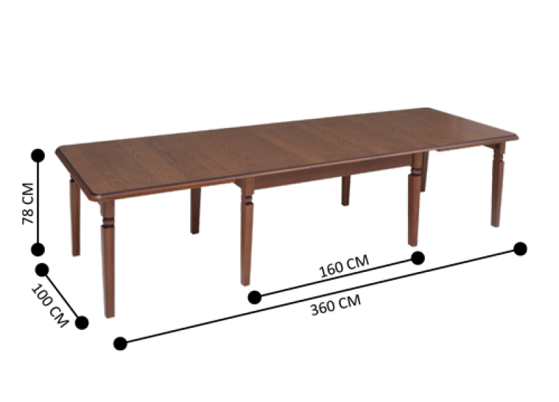 Bavaria 8 Seater Brown Dining Table Traditional Style