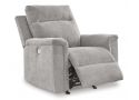 Electric Recliner Fabric Lounge Set ( Armchair + 2 Seater + 3 Seater) in Dark/ Light Grey - Belmont