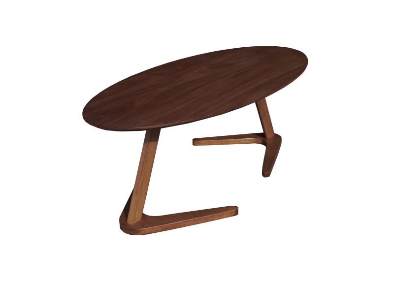 Oval Wooden Coffee Table with Styled Legs in Oak/ Walnut Colour - Bismark