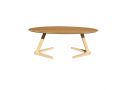 Oval Wooden Coffee Table with Styled Legs in Oak/ Walnut Colour - Bismark