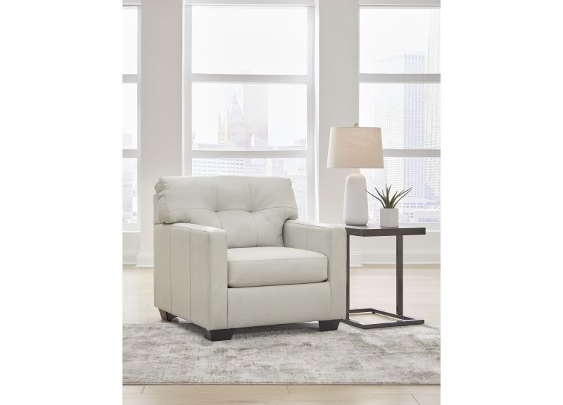 Genuine Leather Armchair 1 Seater White/ Brown Sofa - Boga