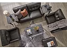 Brown Genuine Leather Lounge Suite Set (Ottoman + Armchair + 2 Seater + 3 Seater) - Boga