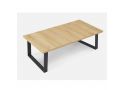 Rectangular Wooden Coffee Table with Metal Legs in Oak Colour - Bronte