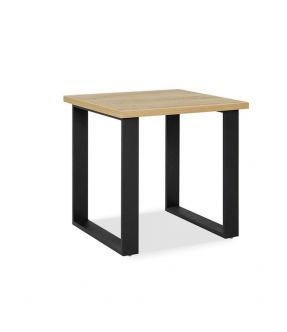 Rectangular Wooden Side Table with Metal Legs in Oak Colour - Bronte