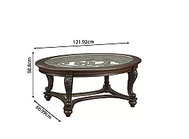 Brookfield Oval Wooden Glass Top Coffee Table