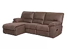 2 Seater Manual Recliner Fabric Sofa with Chaise - Glenora