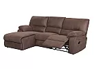 2 Seater Manual Recliner Fabric Sofa with Chaise - Glenora