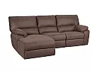 2 Seater Manual Recliner Fabric Sofa with Chaise - Glenora