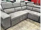 Suede Fabric Corner Sofa Bed with Ottoman and 2 Small Stools - Ajana